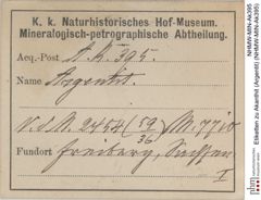 Etiketten zu Akanthit (Argentit) (NHMW-MIN-Ak395)